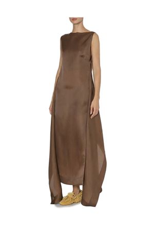 Abito lungo in organza di seta marrone ALBERTA FERRETTI | A044301190096